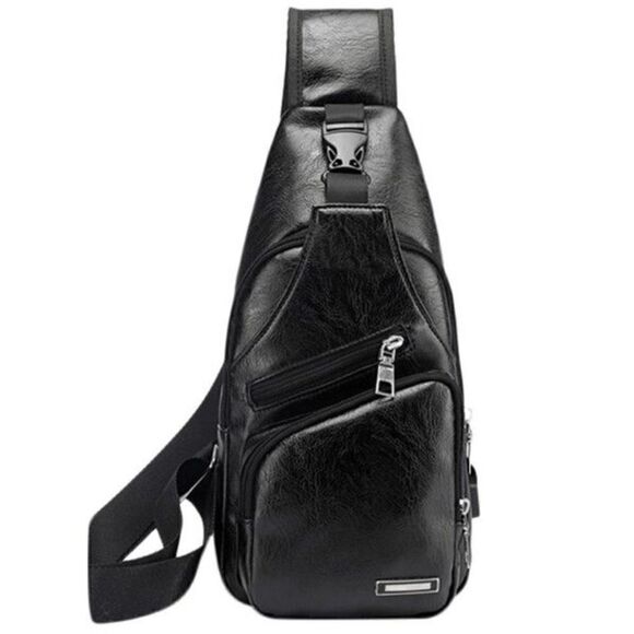 ADJUSTABLE SLING BAG SHOULDER BAG WITH USB CHARGING & HEADPHONE HOLE - Picture 2 of 9